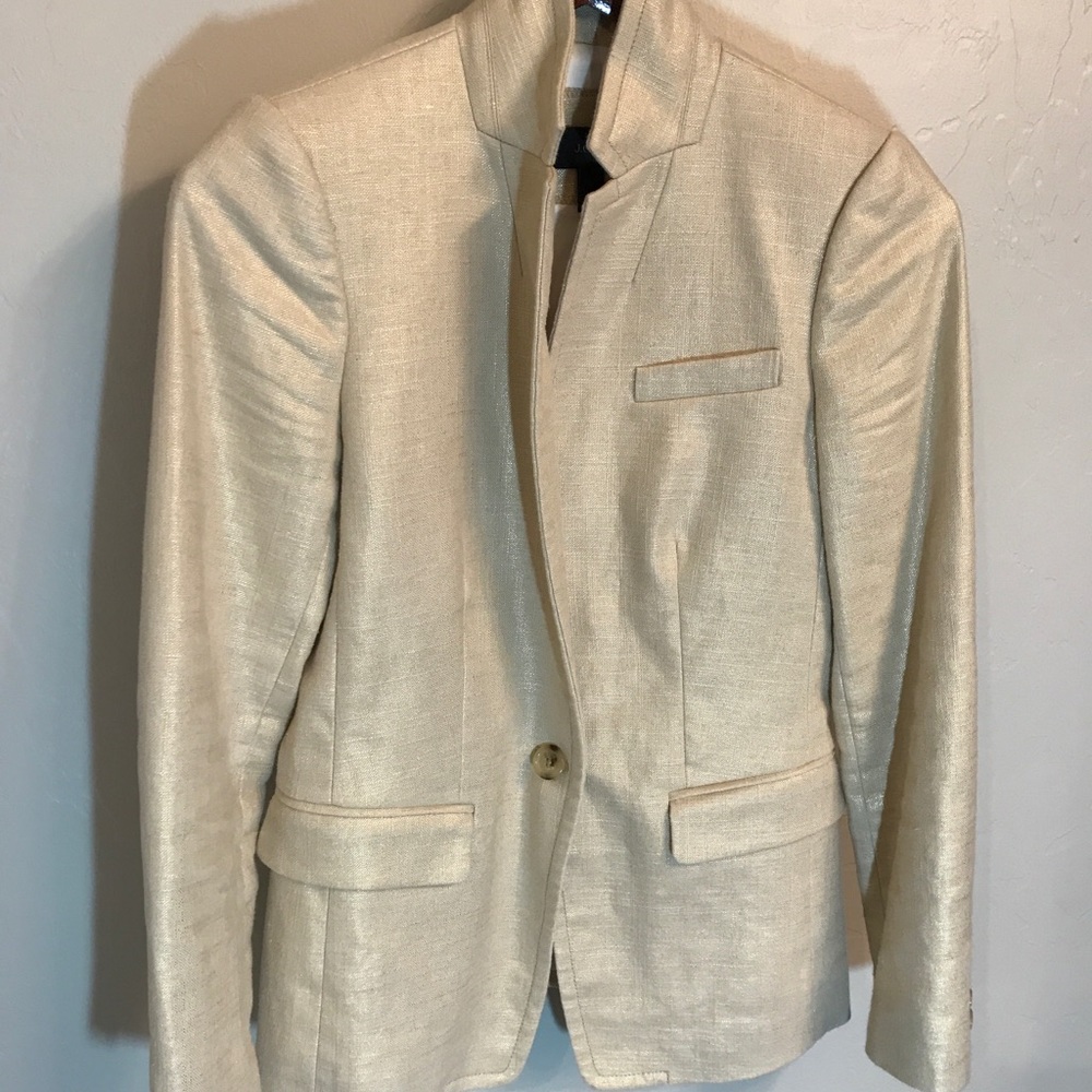 J. Crew Cream Single-Button Textured Blazer